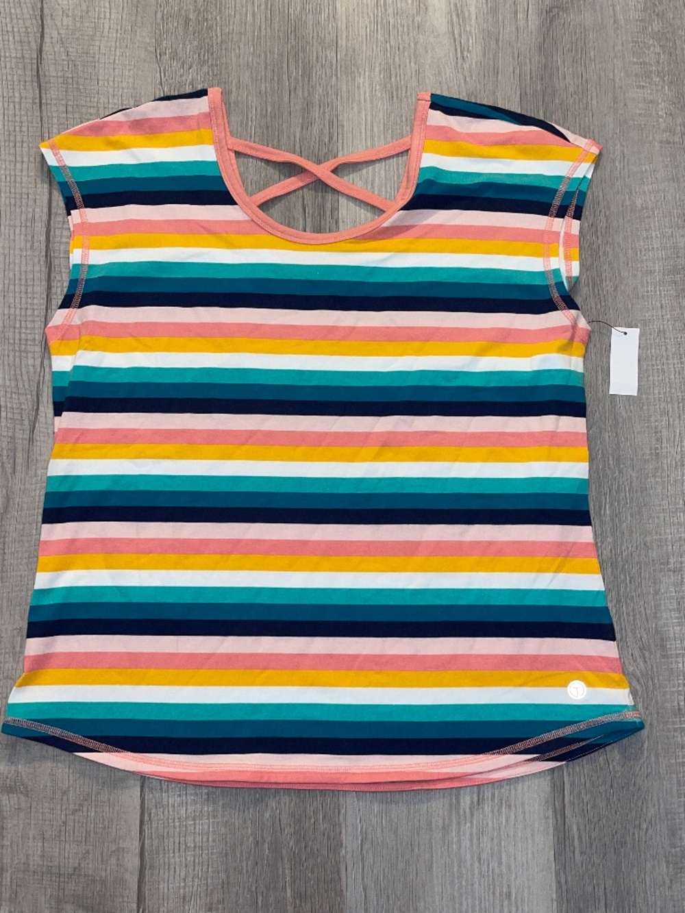 NWT T by Talbots Sleeveless Colorful Fun Striped Top / Shirt Size Large Petite